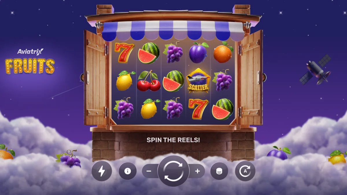 Interface do jogo Aviatrix Fruits destacando elementos do metaverso e símbolos clássicos